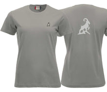 Load image into Gallery viewer, Premium T-Shirt Women Silber, mit Logo hinten
