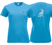 Load image into Gallery viewer, Premium T-Shirt Women Türkis, mit Logo hinten
