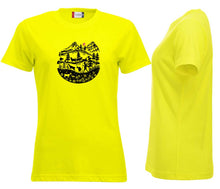 Lade das Bild in den Galerie-Viewer, Premium T-Shirt Women Warnschutz Gelb, Scherenschitt Alpenleben
