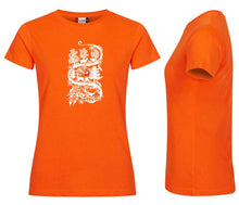 Load image into Gallery viewer, Premium T-Shirt Women Warnschutz Orange, Scherenschnitt Alpenblick

