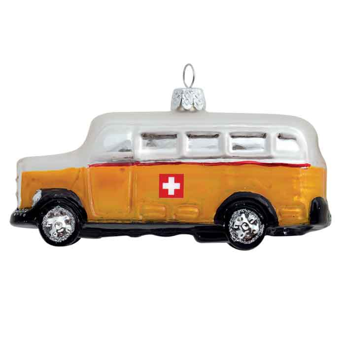 Weihnachts "Kugel" Postauto mit CH-Kreuz