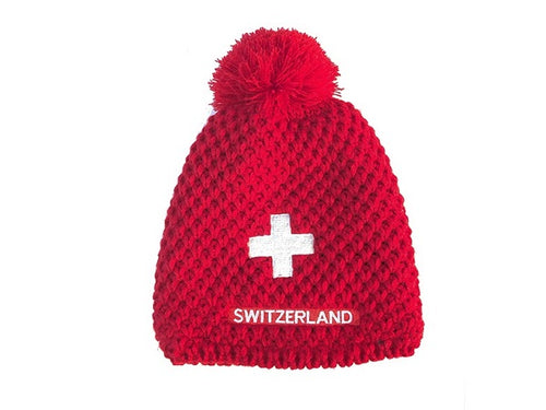 Wool hat with Swiss cross