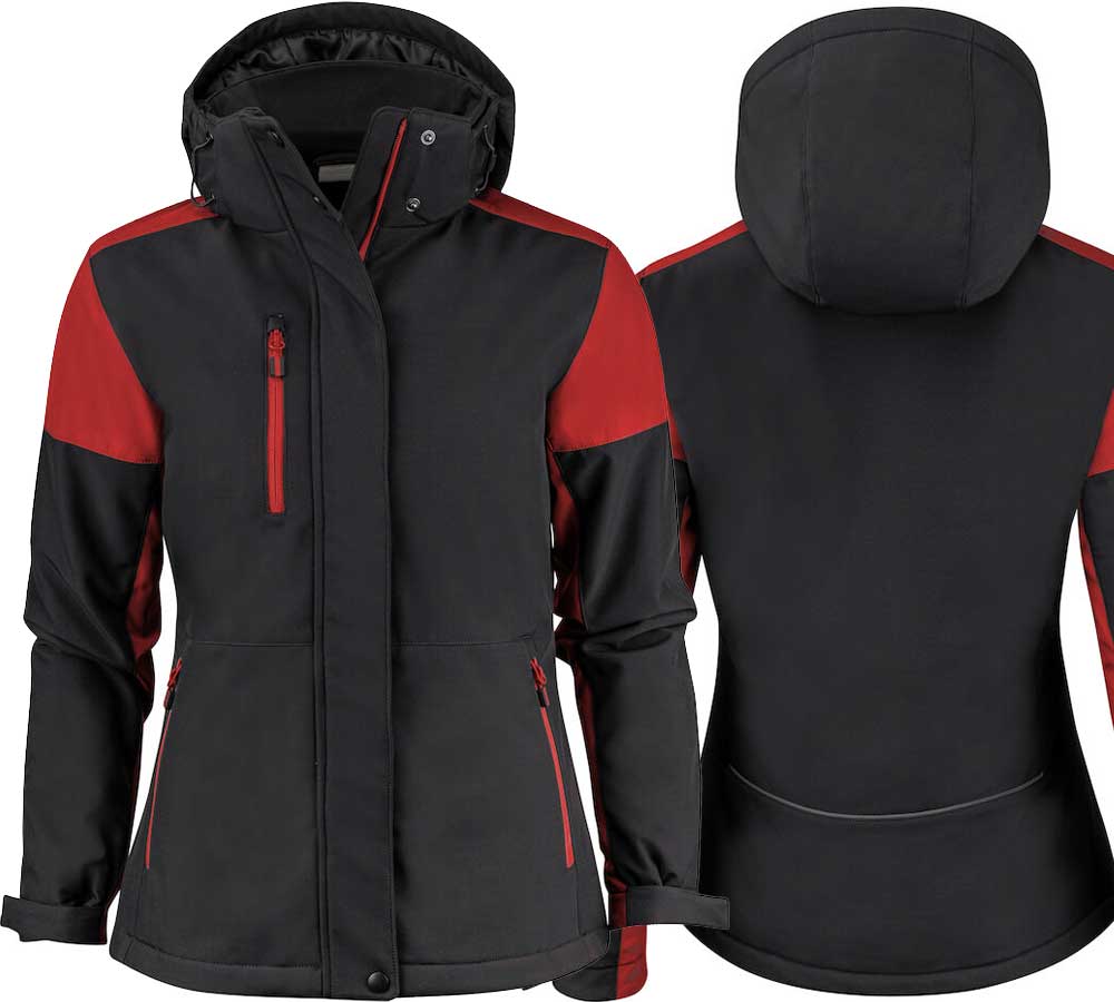 Giacca invernale Prime Padded Softshell Lady Nero-Rosso