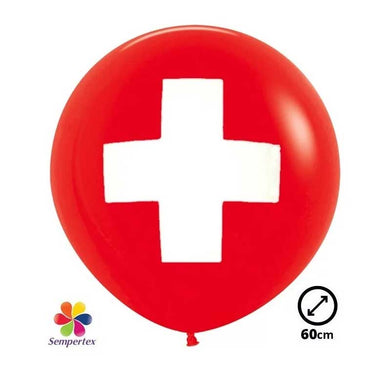 XXL balloon Sempertex Ø 60cm red Swiss cross