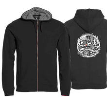 Charger l&#39;image dans la galerie, Kapuzenjacke Schwarz, Scherenschnitt Alpenkreis
