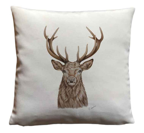 Coussin Cerf aspect lin, 40x40cm