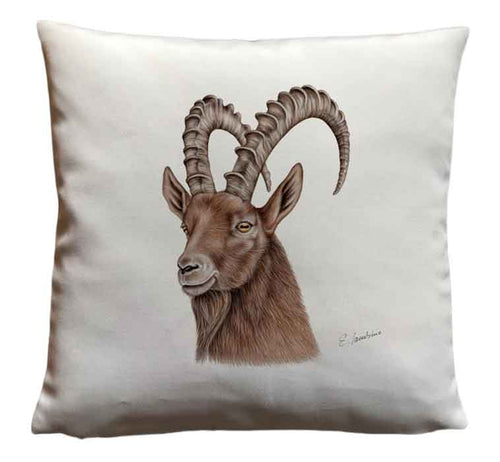 Coussin bouquetin haptique en lin, 40x40cm