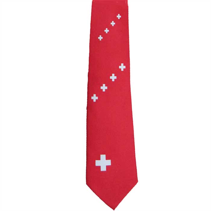 Tie red with Swiss cross