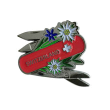Load image into Gallery viewer, Magnet Sackmesser Switzerland mit Edelweiss

