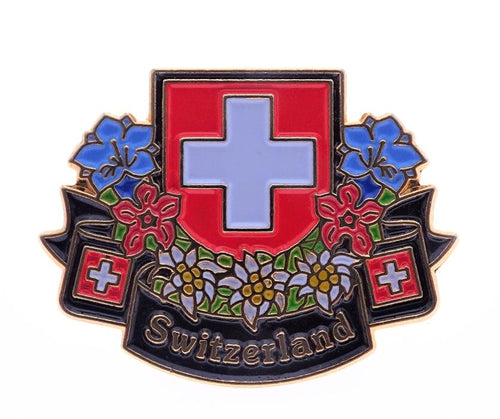Pin Svizzera stemma con fiori