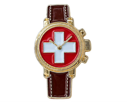 Pin Uhr mit Schweizerkreuz