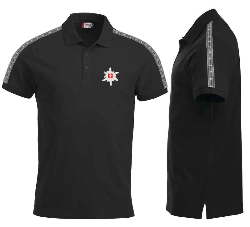 Polo Schwarz mit Edelweissband