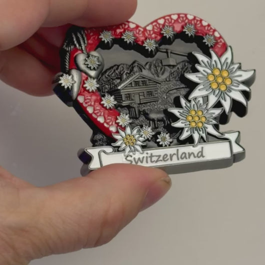 Magnet Herz Switzerland mit Edelweiss