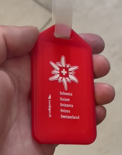 Gepäcketikette Edelweiss mit Schweizerkreuz