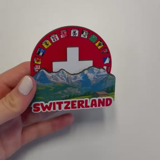 Schweizer Magnet mit drehbaren Kantonen