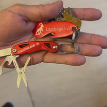 Carica e avvia il video nel visualizzatore di galleria, Sackmesser mit mini Karabiner als Schlüsselanhänger
