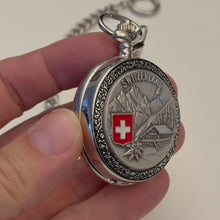 Load and play video in Gallery viewer, Pocket watch "Alpenblick" with chain P-12, Swiss Made

