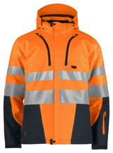 Load image into Gallery viewer, projob gefütterte Softshell jacke orange schwarz vorne
