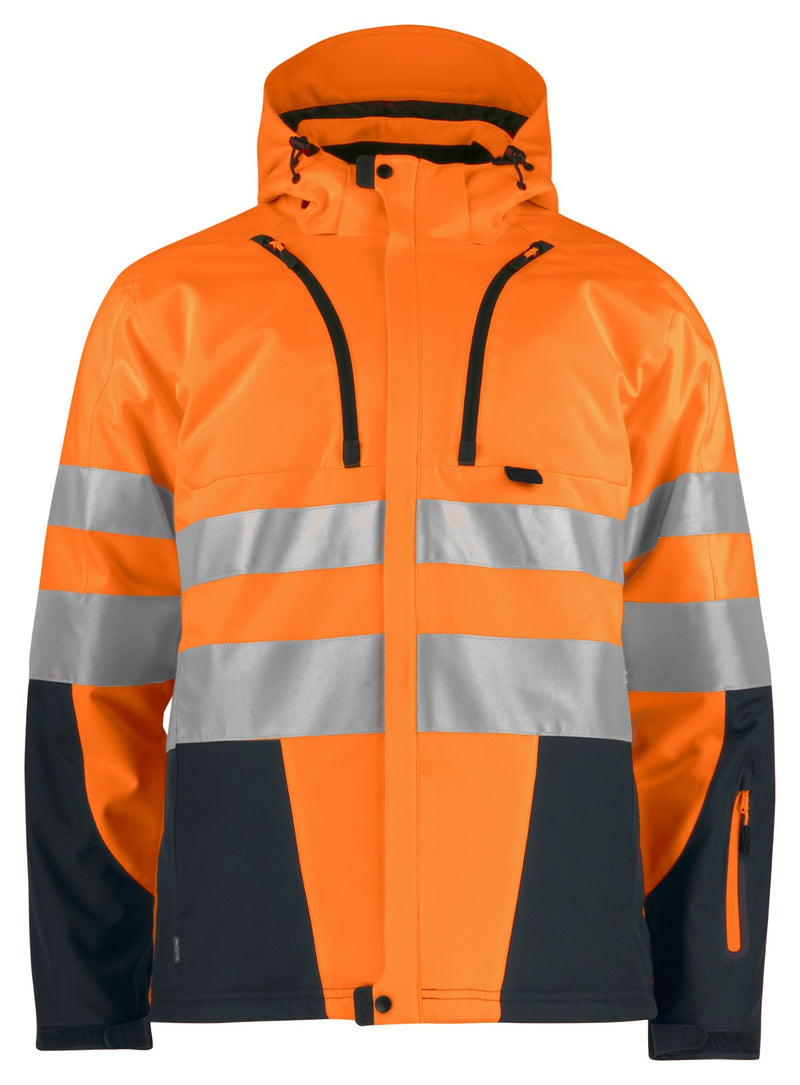 projob gefütterte Softshell jacke orange schwarz vorne