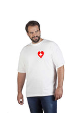 Load image into Gallery viewer, Weisses T-Shirt mit Schweizerkreuz in Herzform
