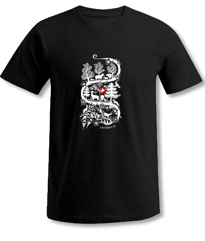 Promo T-Shirt Unisex Schwarz Scherenschnitt Alpenläbä