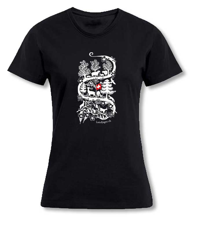 Promo T-Shirt Women Schwarz Scherenschnitt Alpläbä
