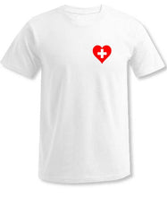 Lade das Bild in den Galerie-Viewer, Weisses T-Shirt mit Schweizerkreuz in Herzform
