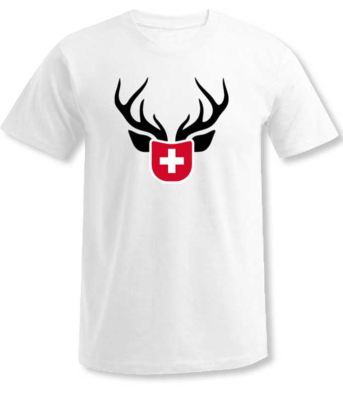Weisses T-Shirt Jäger mit Hirsch