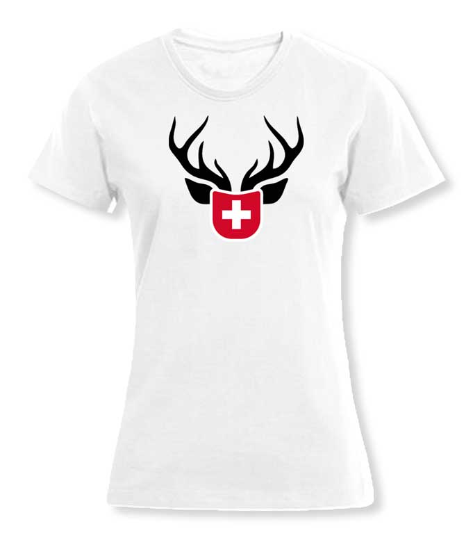 Weisses T-Shirt Women Jäger mit Hirsch