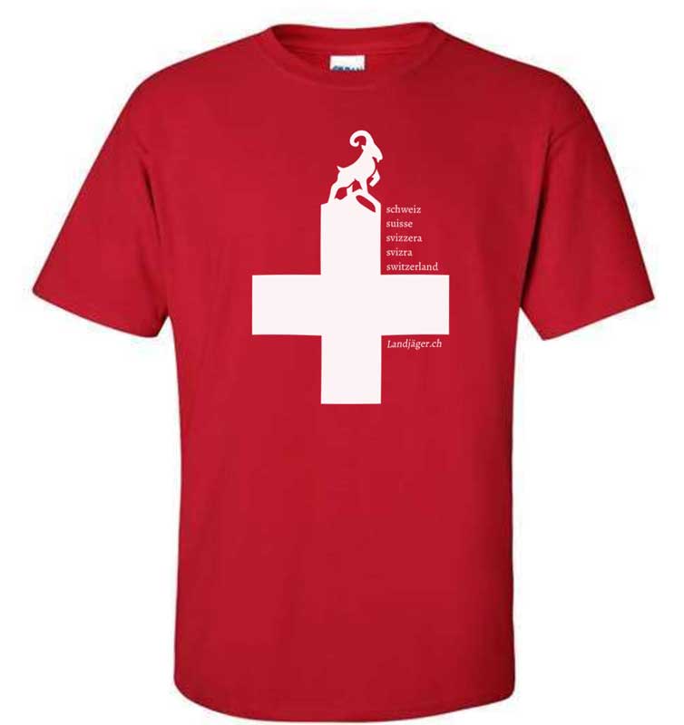 Rotes T-Shirt Schweizerkreuz Landjäger