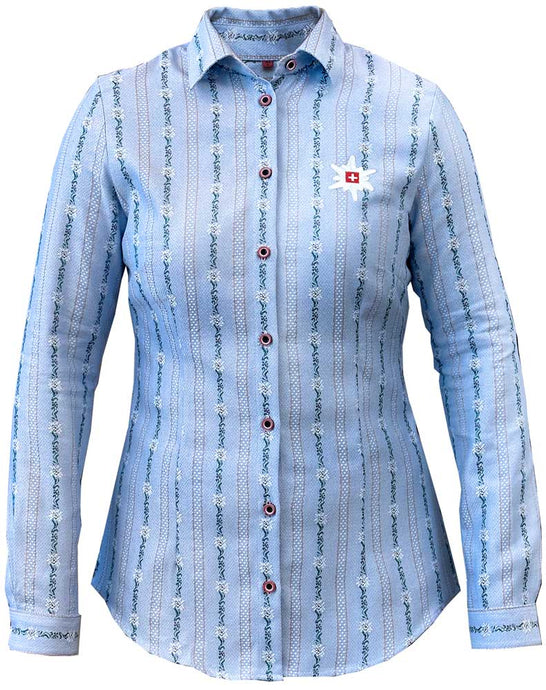 Edelweiss Bluse Damen mit Kragen Langarm