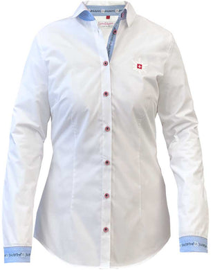 Edelweiss Bluse Damen Weiss mit Kragen