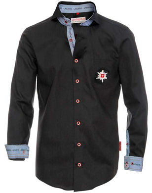 Chemise Edelweiss noire avec col