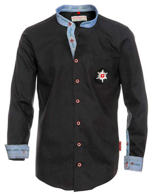 Camicia Edelweiss nera con collo alto