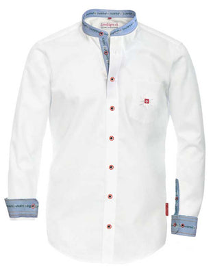 Edelweiss shirt white with stand up collar