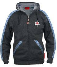 Carica l&#39;immagine nel visualizzatore di Gallery, Edelweiss Blau Hoodie / Kapuzenjacke Grau - Landjäger.ch
