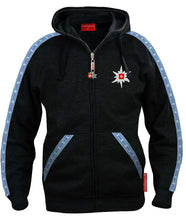 Lade das Bild in den Galerie-Viewer, Edelweiss Hoodie / Kapuzenjacke Schwarz - Landjäger.ch
