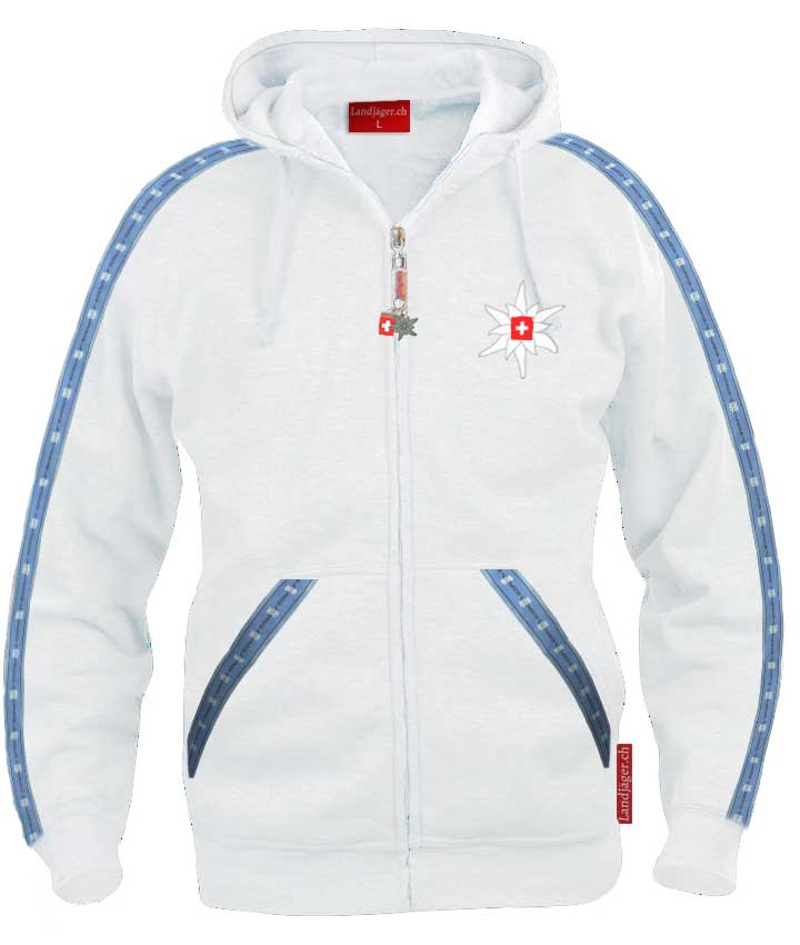 Edelweiss Hoodie / Kapuzenjacke Weiss - Landjäger.ch