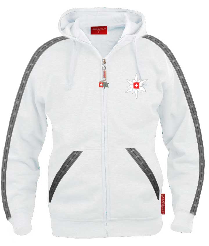 Edelweiss Hoodie / Hooded Jacket White - Landjäger.ch