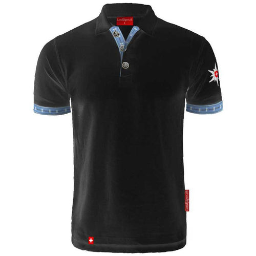 Edelweiss Polo-Shirt Schwarz