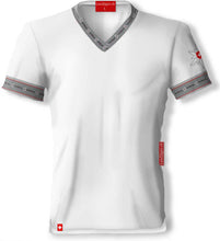 Carica l&#39;immagine nel visualizzatore di Gallery, T-Shirt Weiss mit V-Ausschnitt Edelweiss Anthrazit
