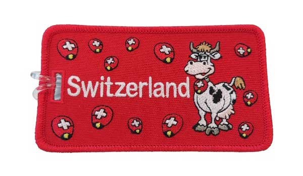 Luggage label Switzerland, Happy cow