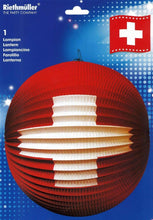 Load image into Gallery viewer, Lampion rund mit Schweizerkreuz Durchmesser 25cm
