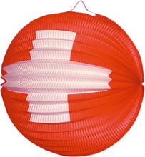 Load image into Gallery viewer, Lampion rund mit Schweizerkreuz Durchmesser 25cm
