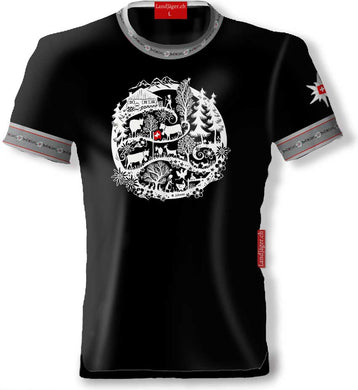 Scherenschnitt T-Shirt Schwarz Heimatkreis