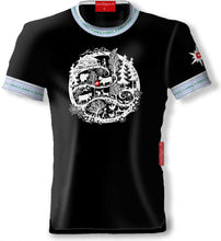 Load image into Gallery viewer, T-Shirt Schwarz Rundhals Blau mit Heimatkreis
