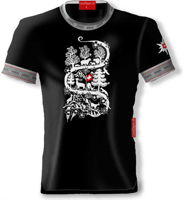 Scherenschnitt T-Shirt Schwarz Alpenblick